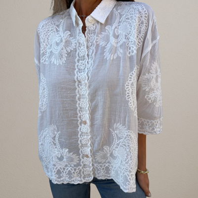 Nalini – Elegante Bluse Mit Spitzenstickerei