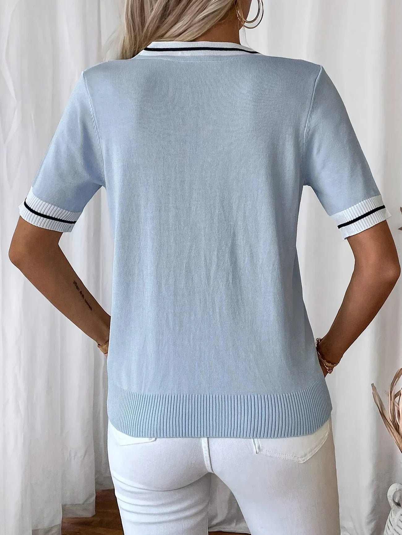 Brunella - Eleganz V-Ausschnitt Strick Oberteil