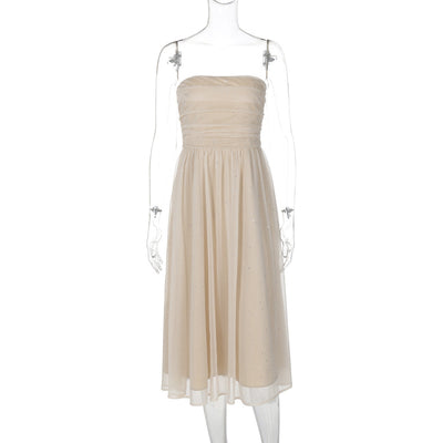 Francesca – Elegantes Kleid mit Pailletten in reinem Farbton und doppelter Schicht