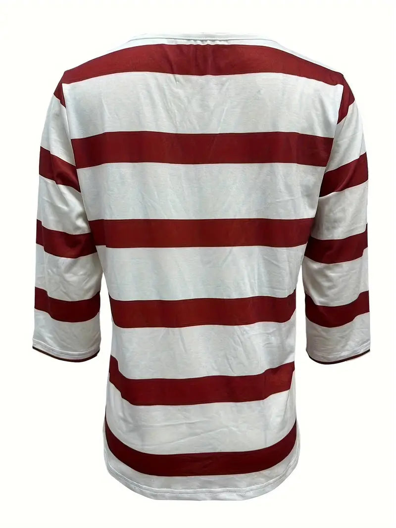 Dakota - Lässiges T Hemd Mit V Ausschnitt Und Streifenprint