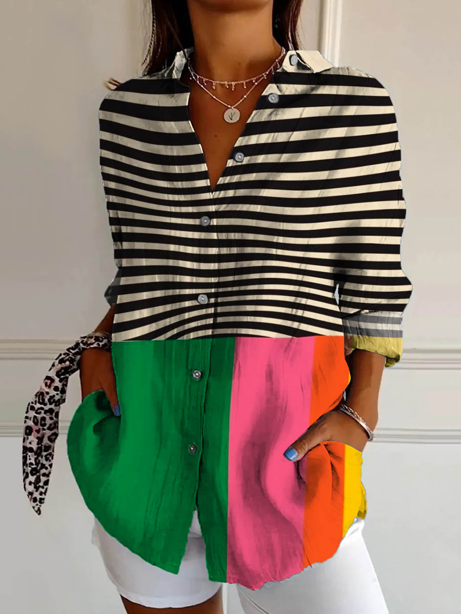 Sanne | Urban gestreiftes Kontrasthemd