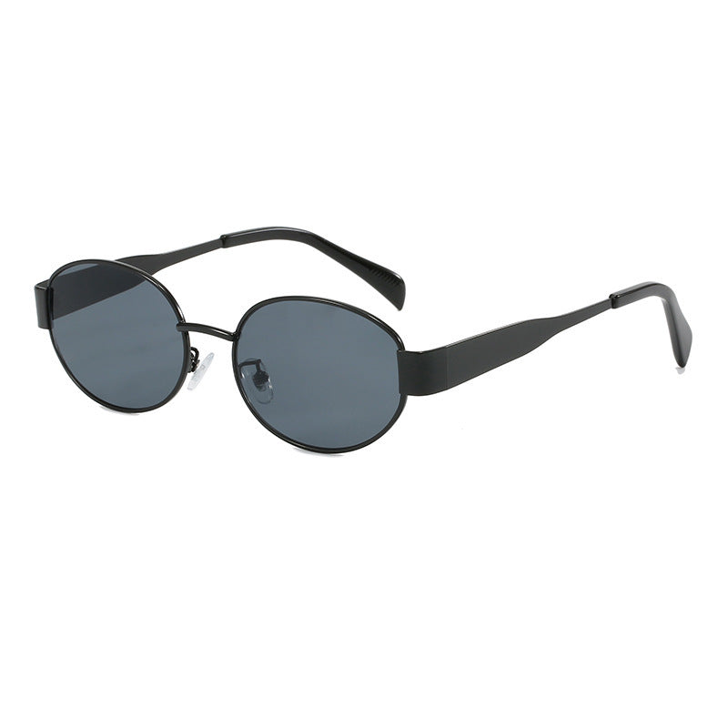 Sara – Metallische Retro-Ovalrahmen-Sonnenbrille