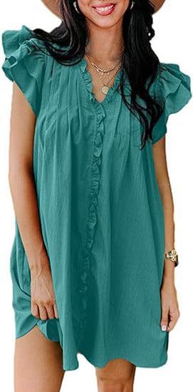 Natasha – V-Ausschnitt Flatterkurzes Kleid für Damen