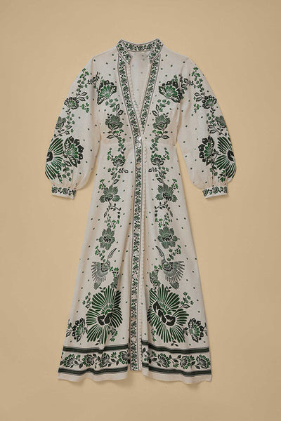 Elke | Bedrucktes langärmeliges Maxikleid