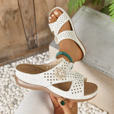 Kristine - Orthopädisch Blume Lässig Keilabsatz Sandalen