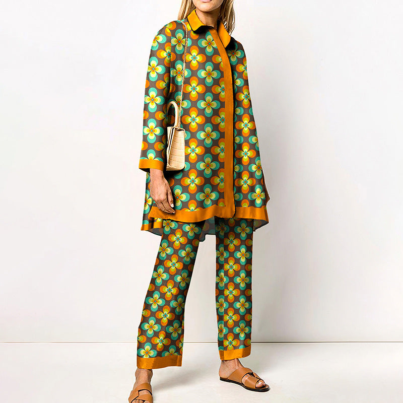 Damen Zweiteiler Set mit 3D-Muster – Eleganter Freizeit-Look für Alltag und Büro