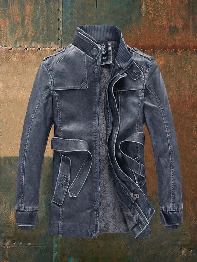 Japhet - Herrenjacke aus umweltfreundlichem Retro-Leder mit Stehkragen