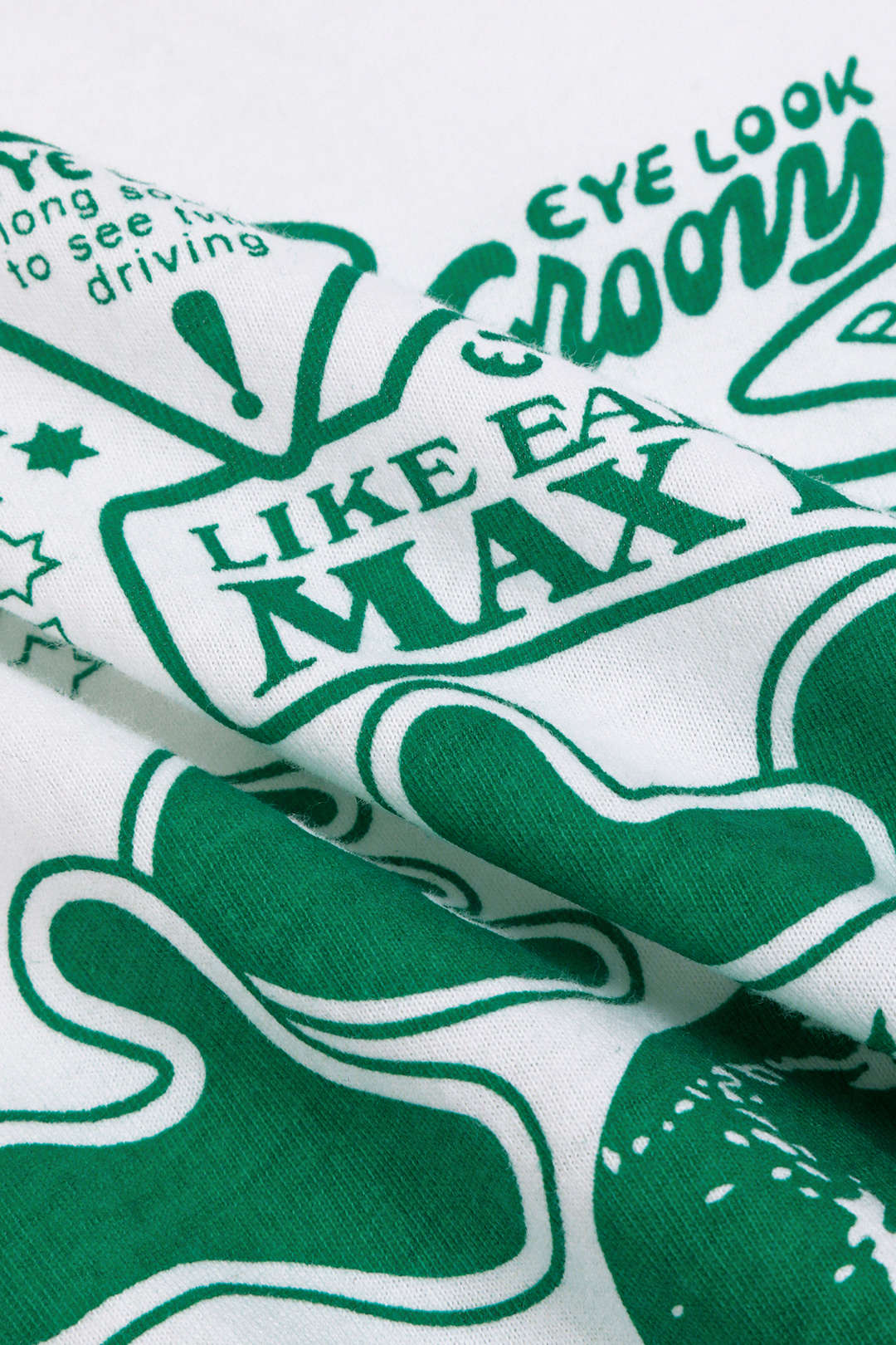 Gracelyn | Hochgekrempelte Ärmel EYE LOOK Grafikdruck Crop-T-Shirt mit Knotendetail