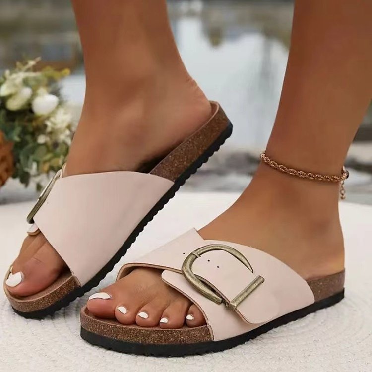 Damen Komfort-Slipper mit großer Schnalle – Modische Sommerschuhe im lässigen Stil