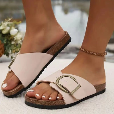 Damen Komfort-Slipper mit großer Schnalle – Modische Sommerschuhe im lässigen Stil