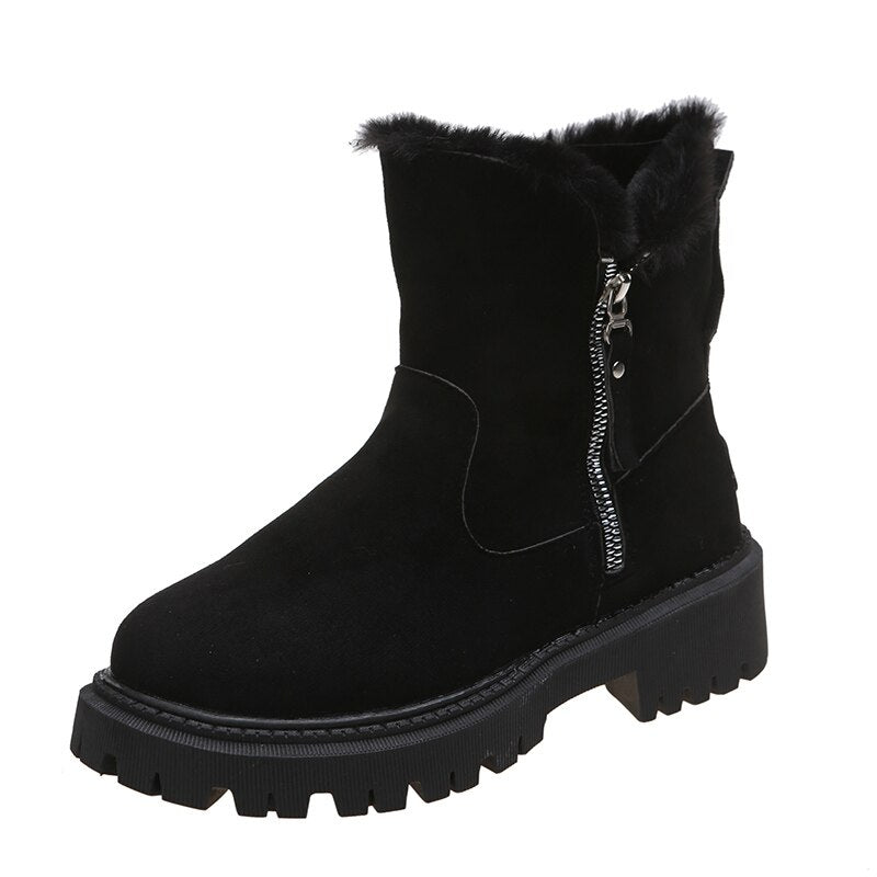 Winterschuhe Damen | Knöchelhoch mit Umgeschlagenem Fellrand