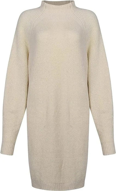 Damen Strickkleid mit Rollkragen und Oversize Passform