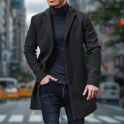 Benette | Herren Schwarz Trenchcoat | Lange Jacke