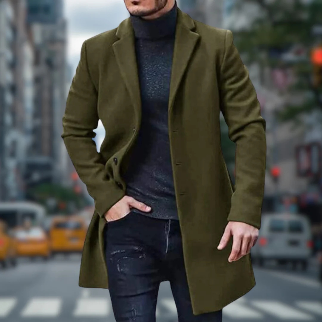 Benette | Herren Schwarz Trenchcoat | Lange Jacke