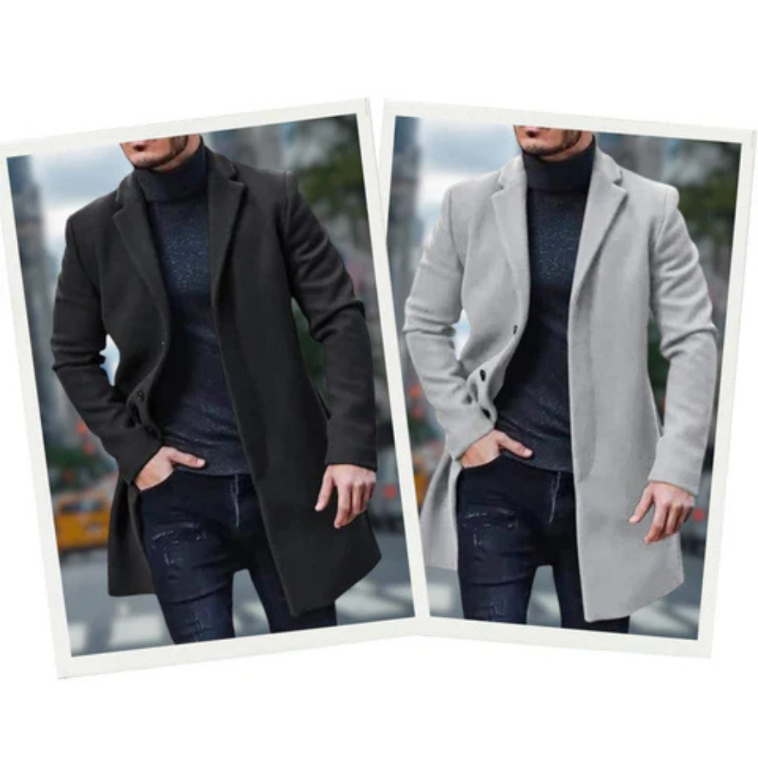 Benette | Herren Schwarz Trenchcoat | Lange Jacke