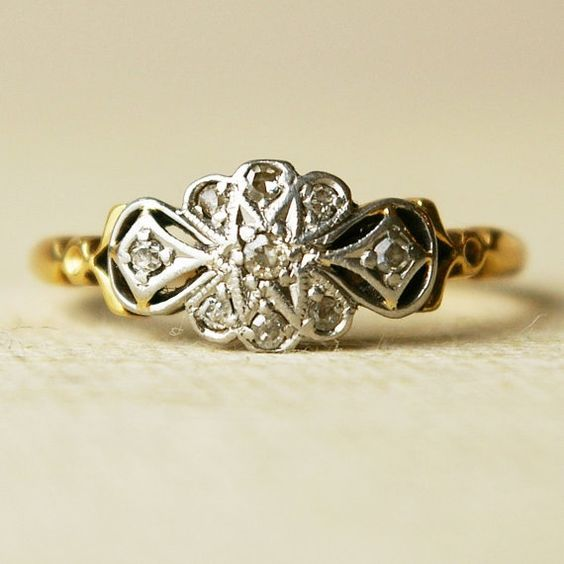 Vintage Silber & Gold Mandala Ring