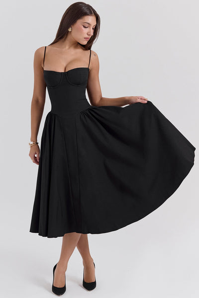 Maissa – Elegantes Midi Kleid mit Ärmeln
