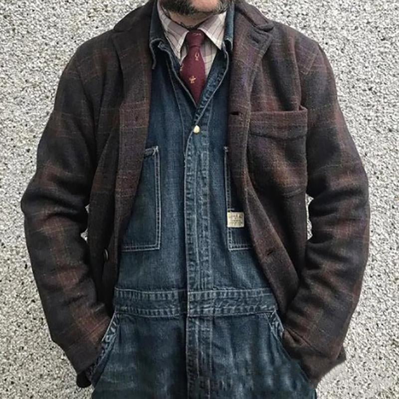 Mario | Klassisch kariertes Revers Lose Jacke