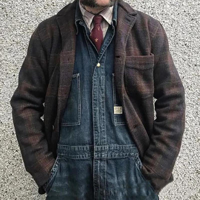 Mario | Klassisch kariertes Revers Lose Jacke