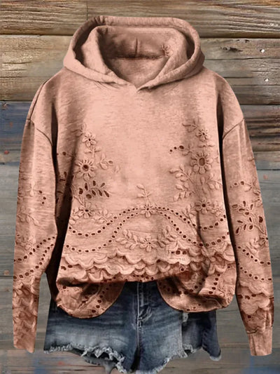 Hoodie mit floraler Stickerei und lässigem Schnitt