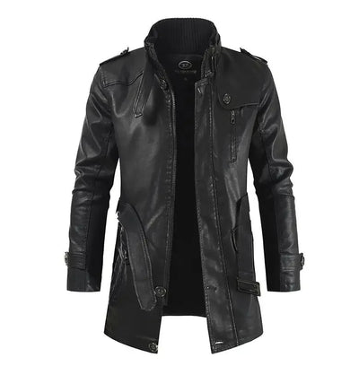 Anton® | Elegante lange Motorradjacke aus Leder