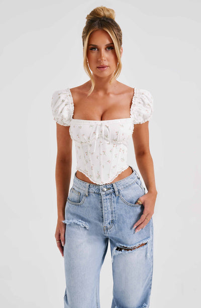 Matilda Corset - Blush Floral Pattern