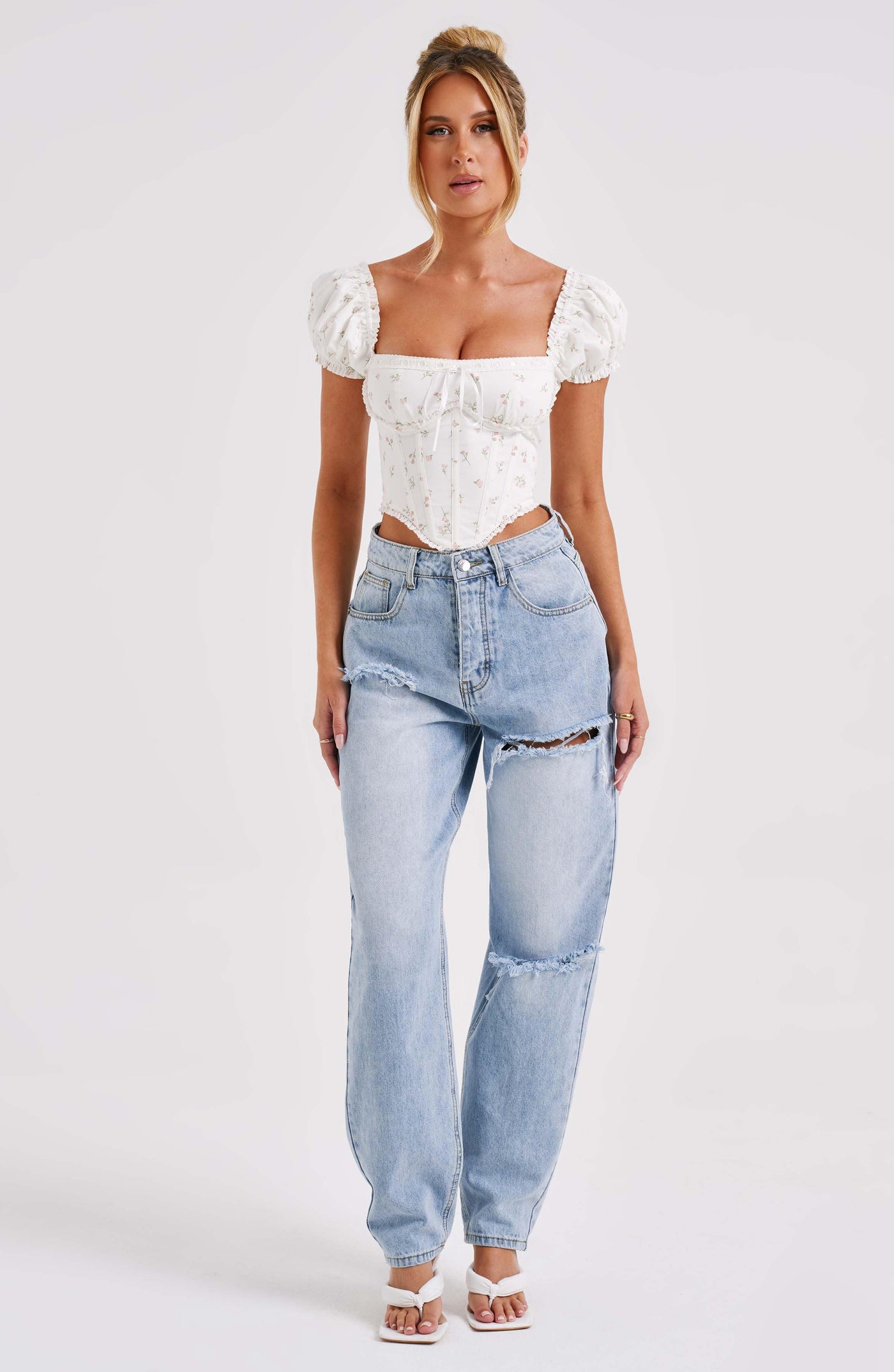 Matilda Corset - Blush Floral Pattern