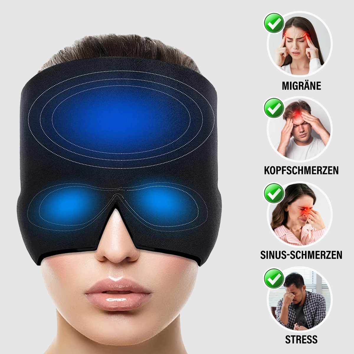 Gesundes Schlafpaket: Sparpaket Migräne Kältetherapie Maske + NapZone™ Schlafmaske + kühlendes Schlafkissen