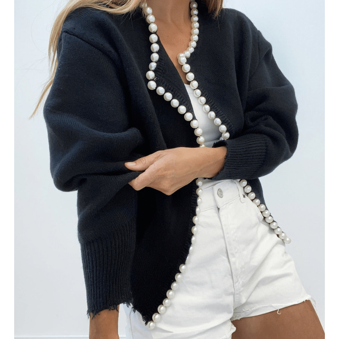 Ally Strickjacke mit Perlenbesatz