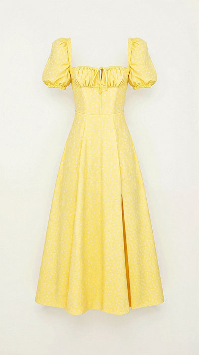 Daniela Midikleid mit quadratischem Halsausschnitt