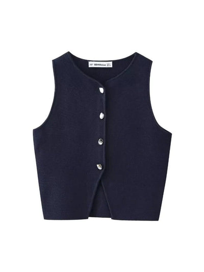 Deasia Gestricktes Crop-Top mit Frontschlitz