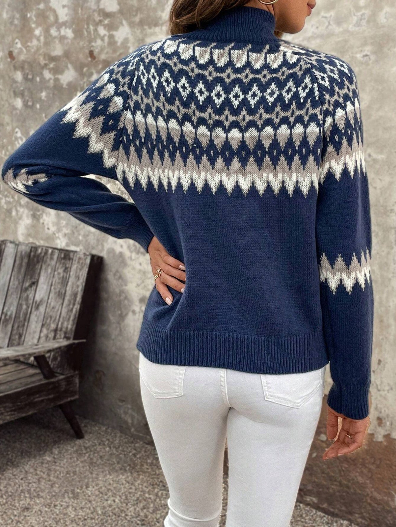 Giyann Jacquard-Strick-Rollkragenpullover