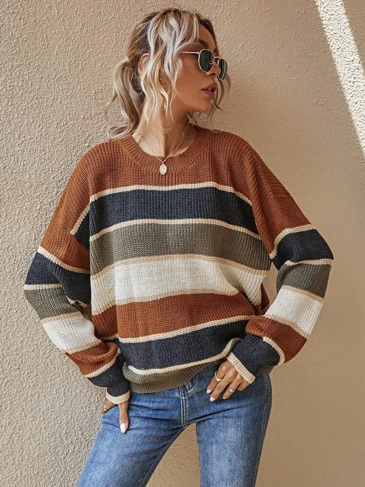 Reese Gestrickter Gestreifter Pullover