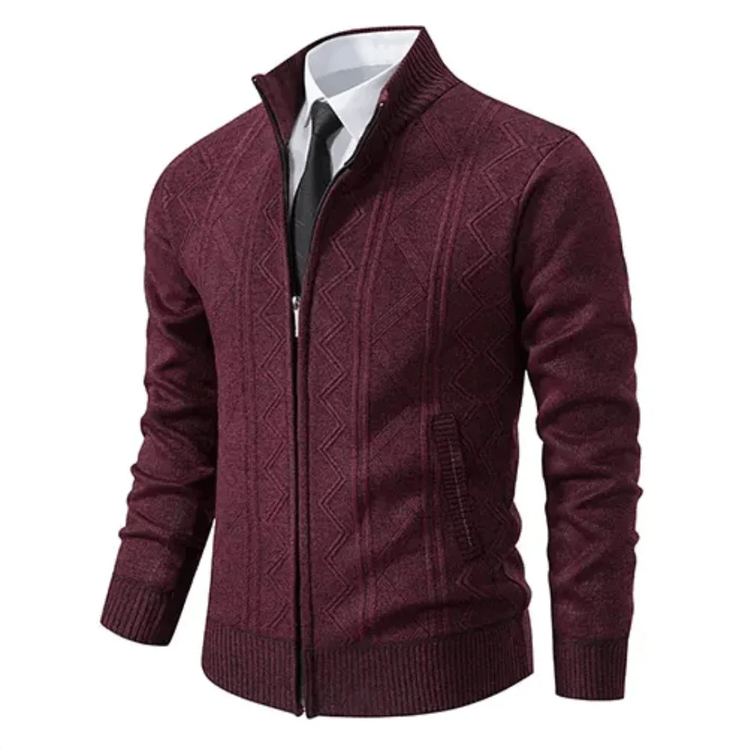 Wilford Slim-Fit Strickjacke mit Hohem Halsausschnitt