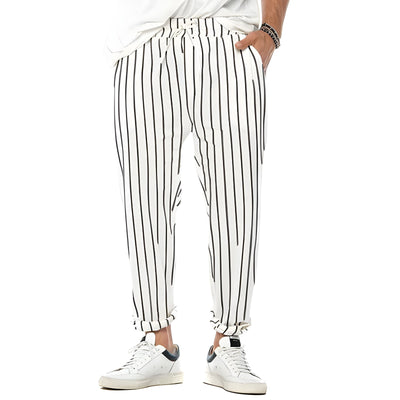 Vertikal gestreifte Baumwollhose für Männer