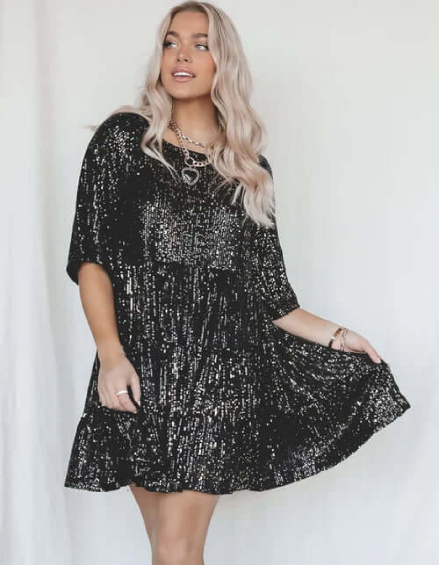 Ruelle | Schwarz Paillettenkleid | Mini