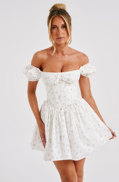 Penelope Mini Kleid - Blush mit Blumenmuster