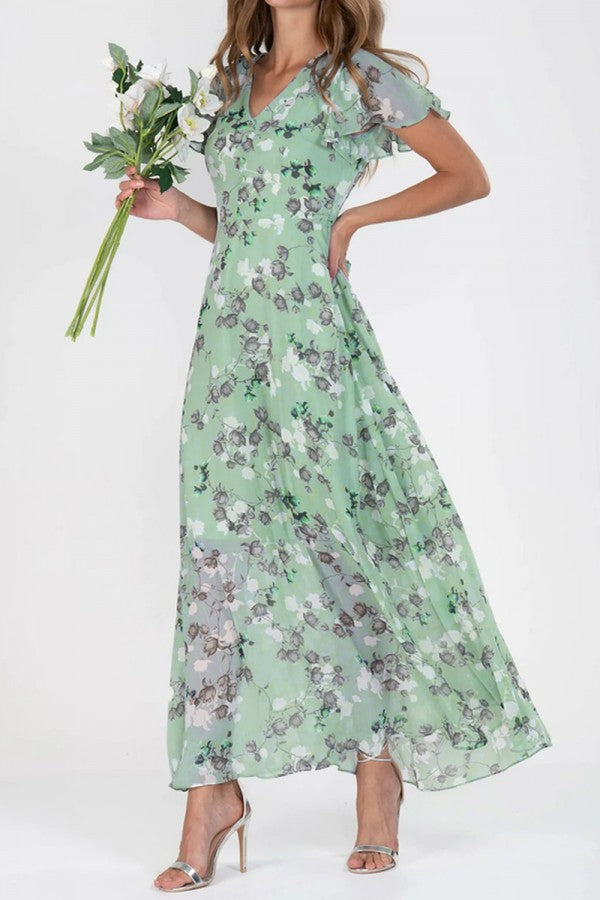 Kaylee | Maxi-Kleid mit Floral-Design und Flatterärmeln