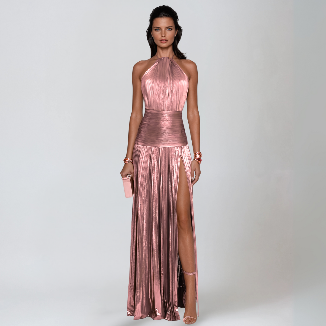 NEFIRA  | Langes metallisiertes Kleid