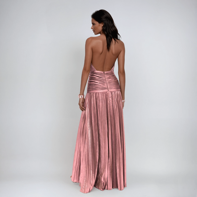 NEFIRA  | Langes metallisiertes Kleid