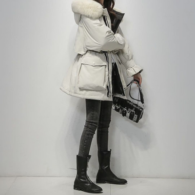 Carlisha | Damen Schwarz Parka | Warme Winterjacke