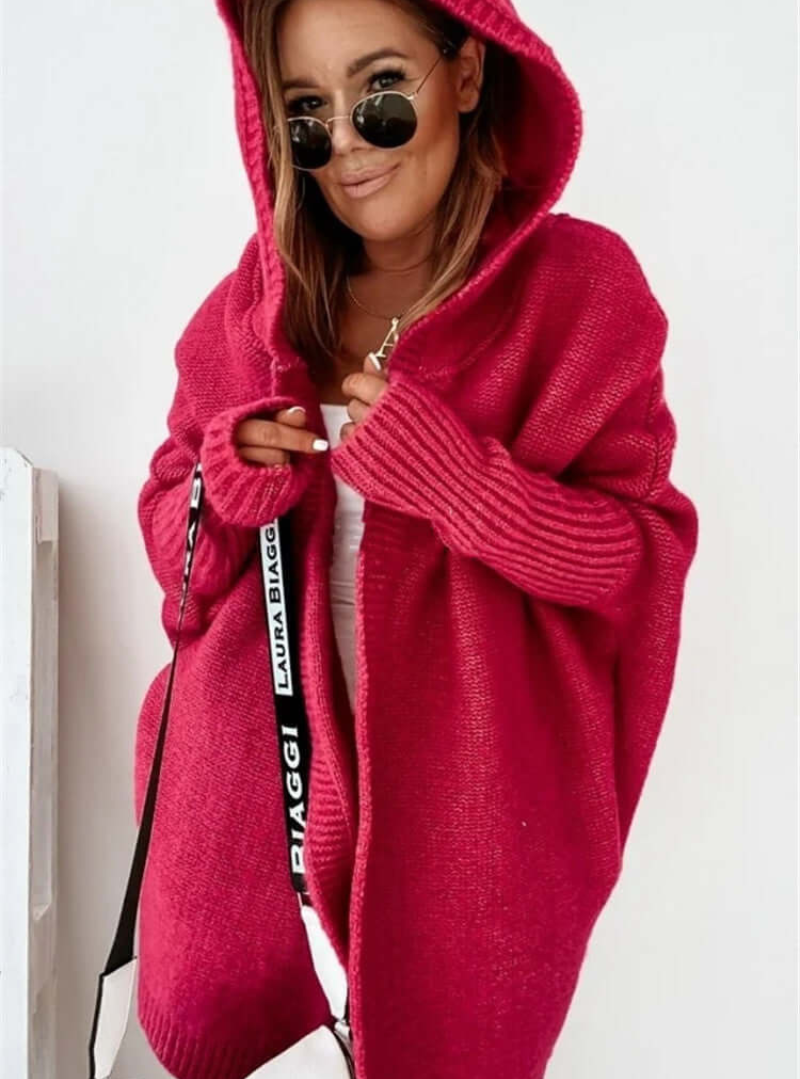 Tiara | Damen Schwarz Strickjacke | mit Kapuze