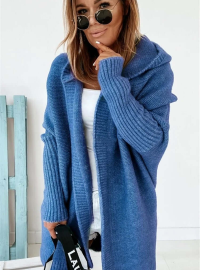 Tiara | Damen Schwarz Strickjacke | mit Kapuze