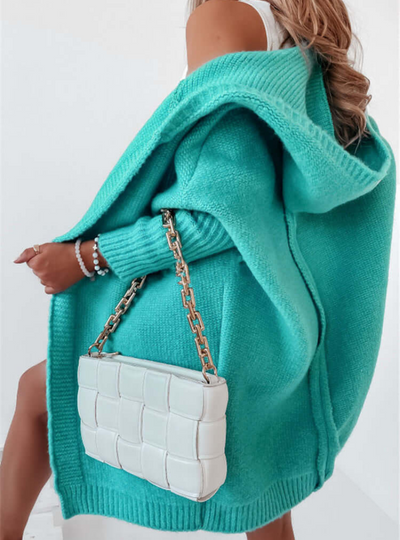 Tiara | Damen Schwarz Strickjacke | mit Kapuze