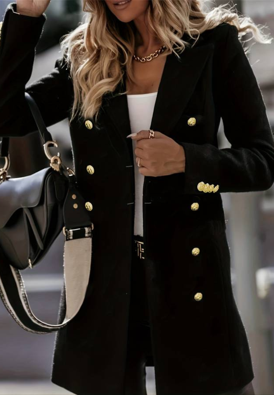 Isidora | Damen Schwarz Trenchcoat | Lange Jacke