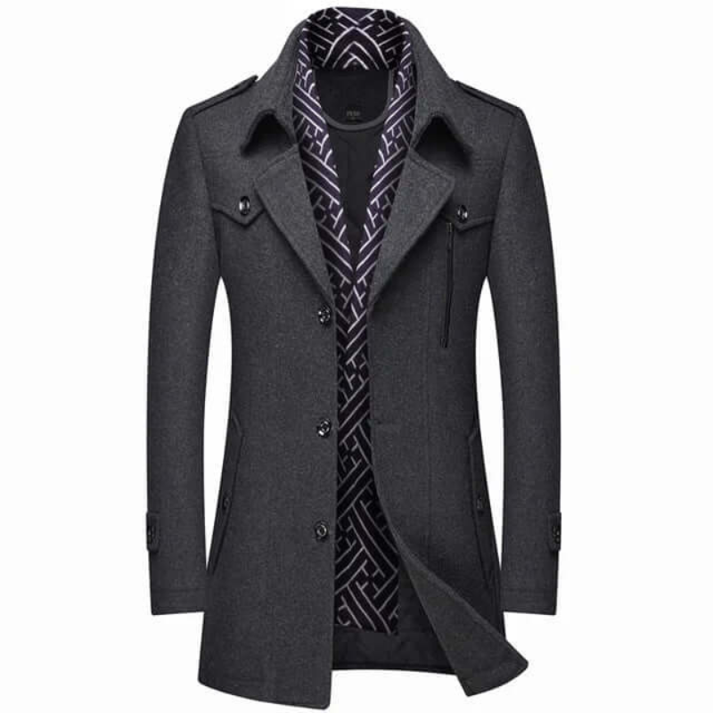 Ayaan | Herren Schwarz Trenchcoat | Lange Jacke