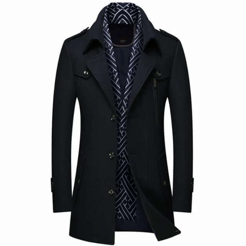 Ayaan | Herren Schwarz Trenchcoat | Lange Jacke