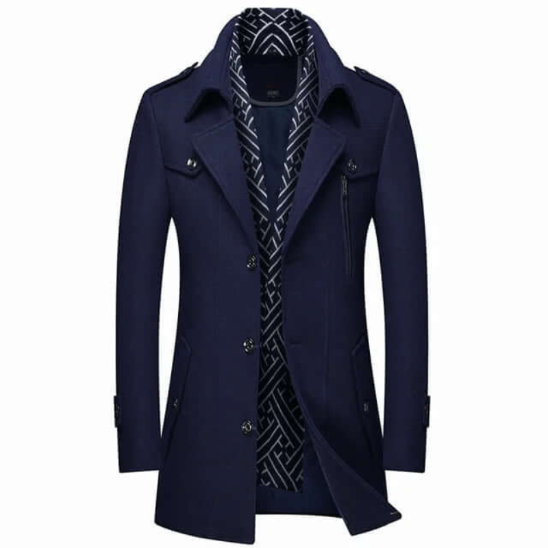 Ayaan | Herren Schwarz Trenchcoat | Lange Jacke