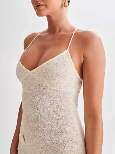 Maxikleid mit Spaghettiträgern und 3D-Blumenapplikationen für Damen