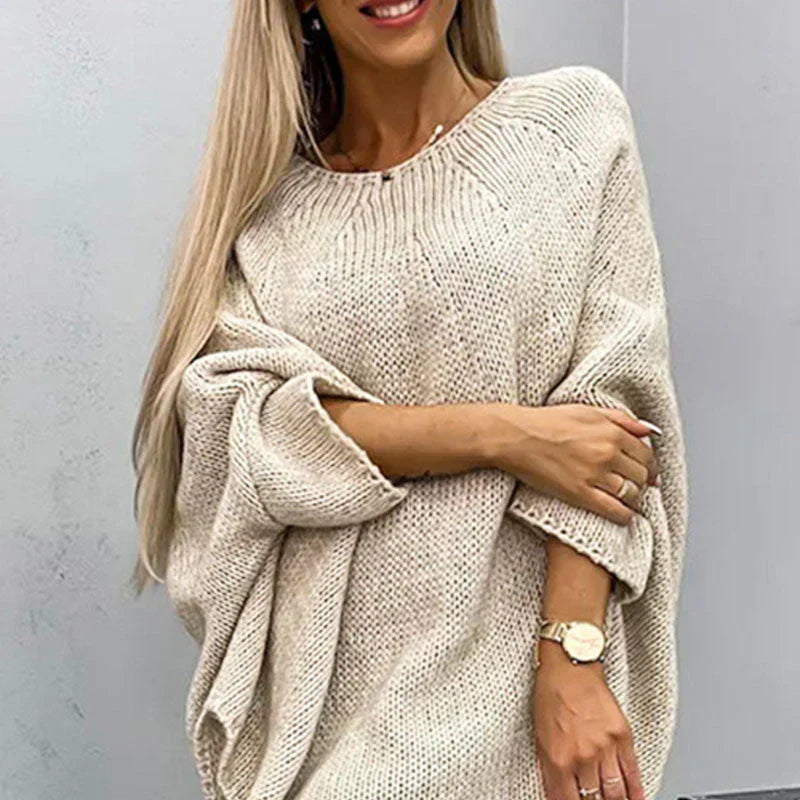 Grobstrickpullover Damen | Langer Ärmel Mit Bootsausschnitt